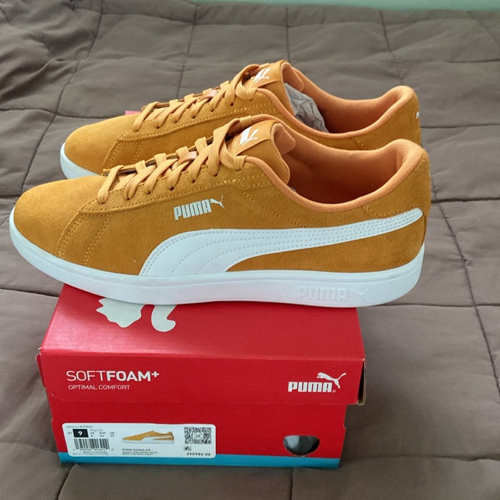 Puma Smash 3.0 Men’s Size 9 Desert Clay White Silver Suede Sneakers Lifestyle